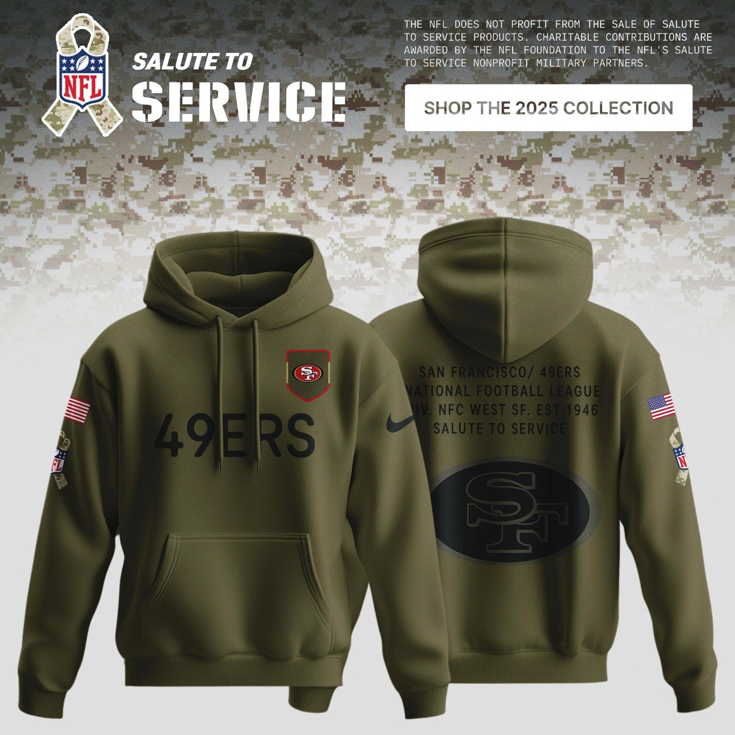 All Teams Salute to Service Olive 2025 Special Editions Hoodie