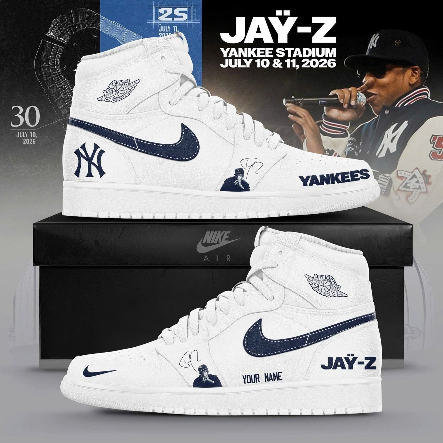 NYY x Jay-Z Hometown Show 2026 Limited Edition JD1 Shoes