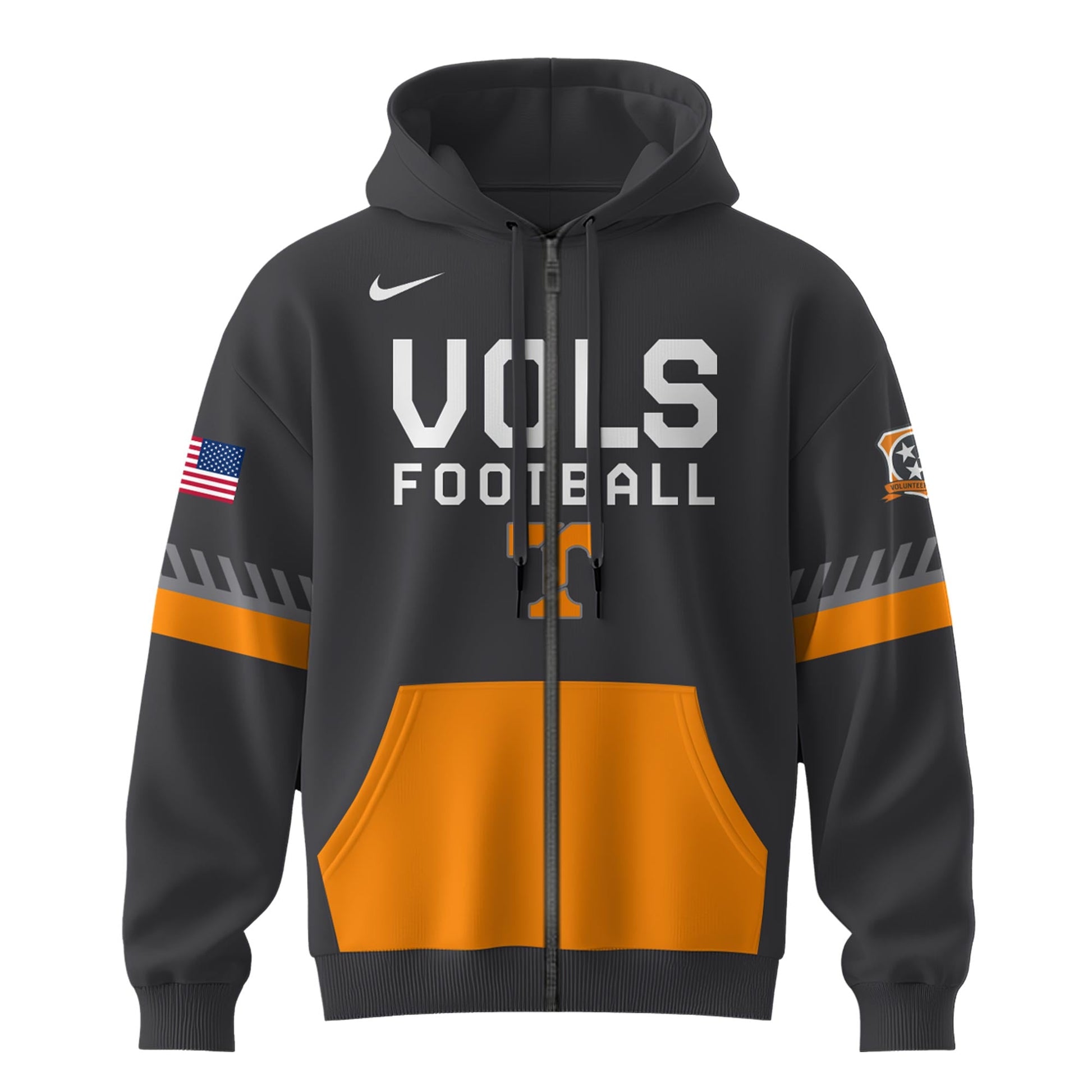 2025 Tennessee Volunteers Grey Football Zip Hoodie Exclusive Design