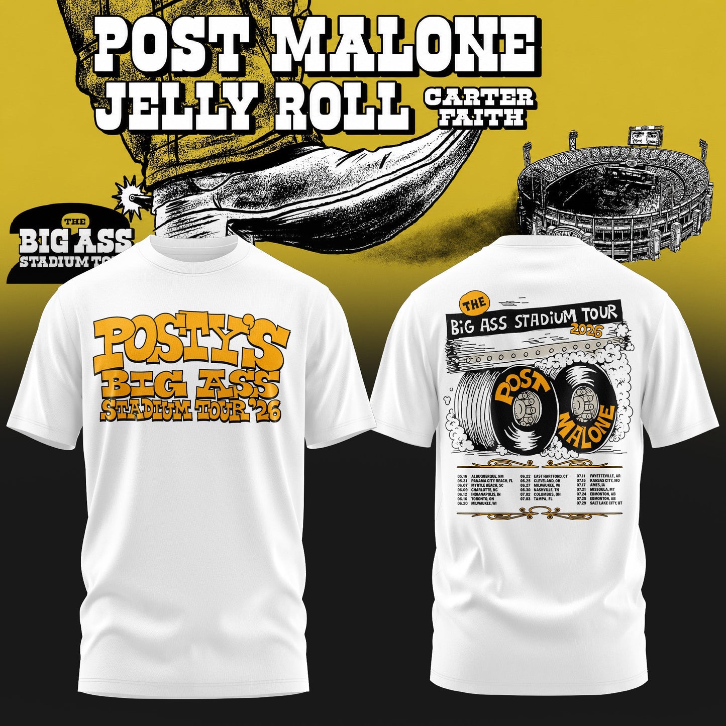 Post Malone “The BIG ASS Stadium World Tour” Limited Tshirt