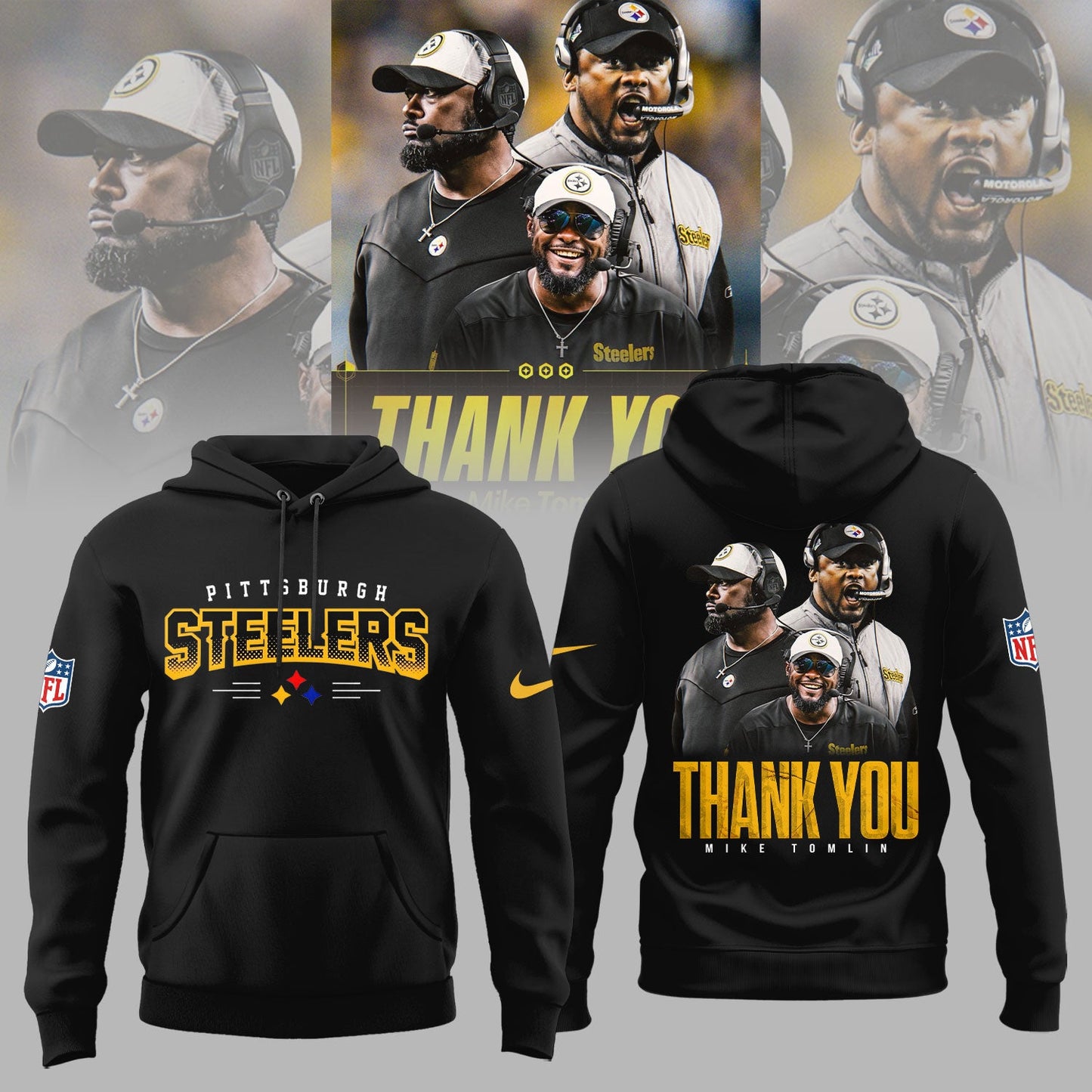 Pittsburgh Steelers Thank you Coach Mike Tomlin Limited Edition Combo Hoodie