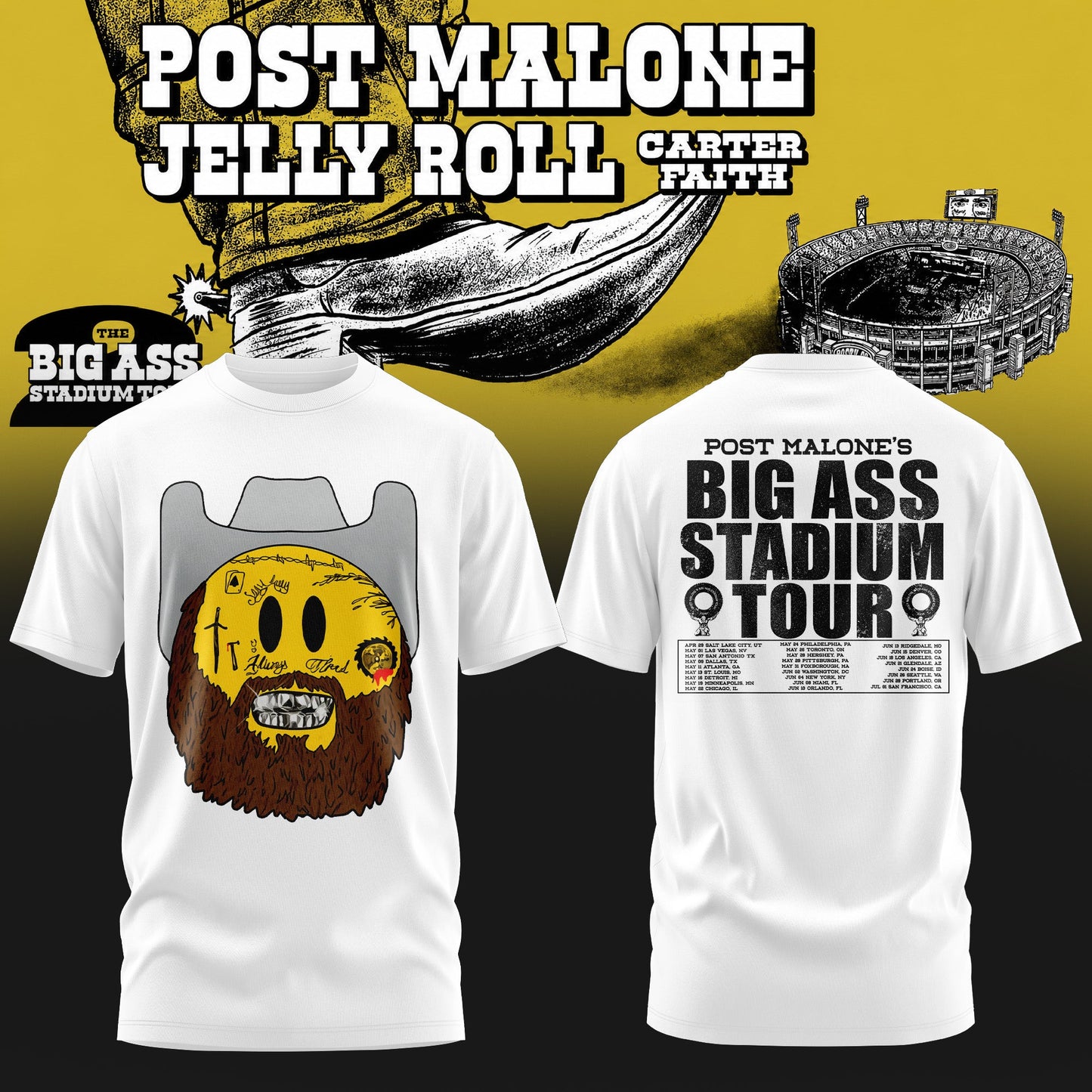 Post Malone “The BIG ASS Stadium World Tour” Limited Tshirt