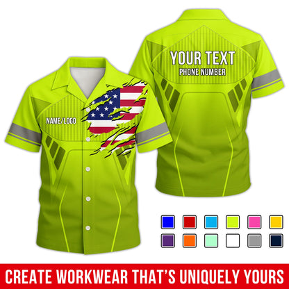Personalized Team Hawaiian Shirt – Custom Logo Work Shirt