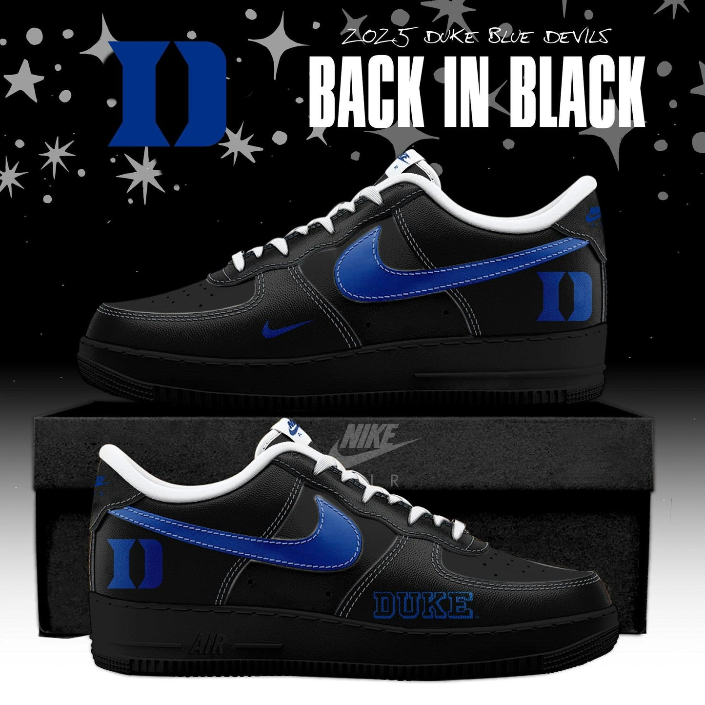 _ Duke Blue Devils Back In Black 2025 Special Edition AF1 Sneakers