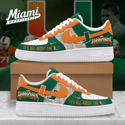 "Free Shipping" - PREMIUM Miami Hurricanes AF1 SNEAKER