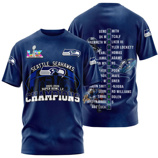 Seattle Seahawks Super Bowl LX Champions Limited Edition T.shirt