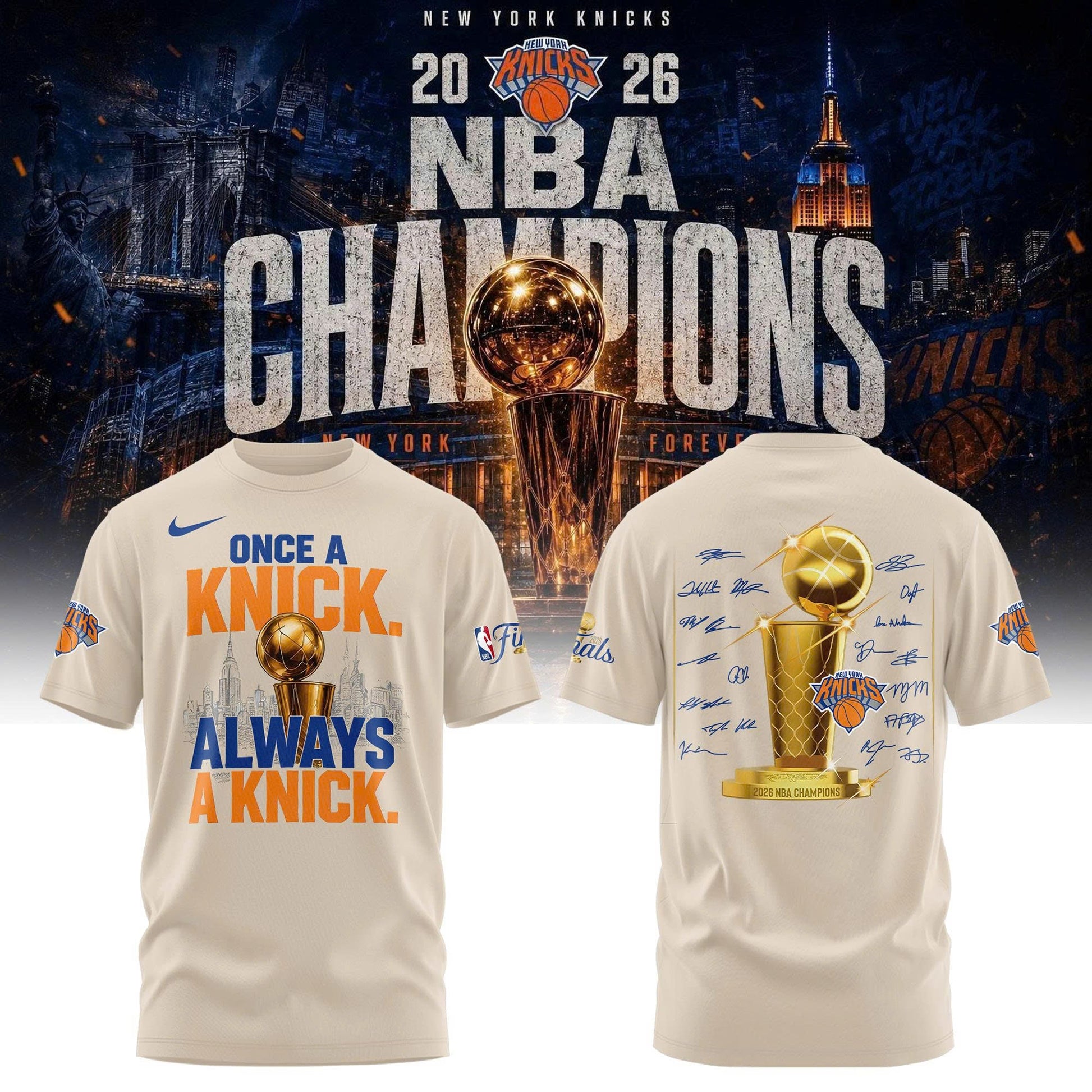 New York Basketball NBA Champions "Once a Knicks, Always a Knicks" Tshirt