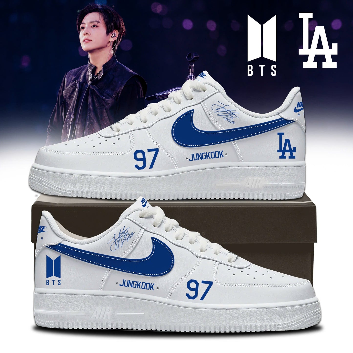 Los Angeles Dodgers x BTS 97 JUNGKOOK World Tour 2026 Limited Edition AF1 Sneakers