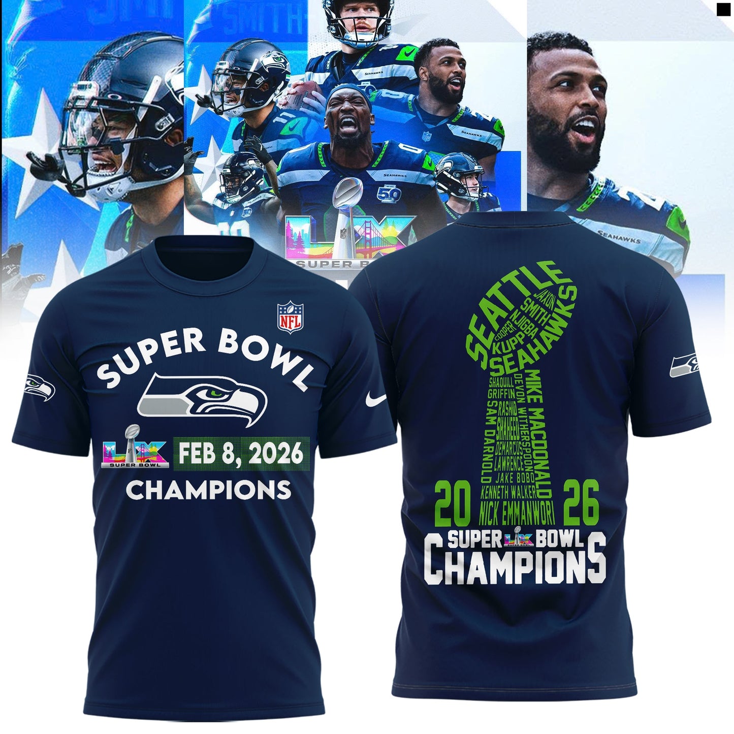 Seattle Seahawks Super Bowl LX Champions Limited Edition T.shirt