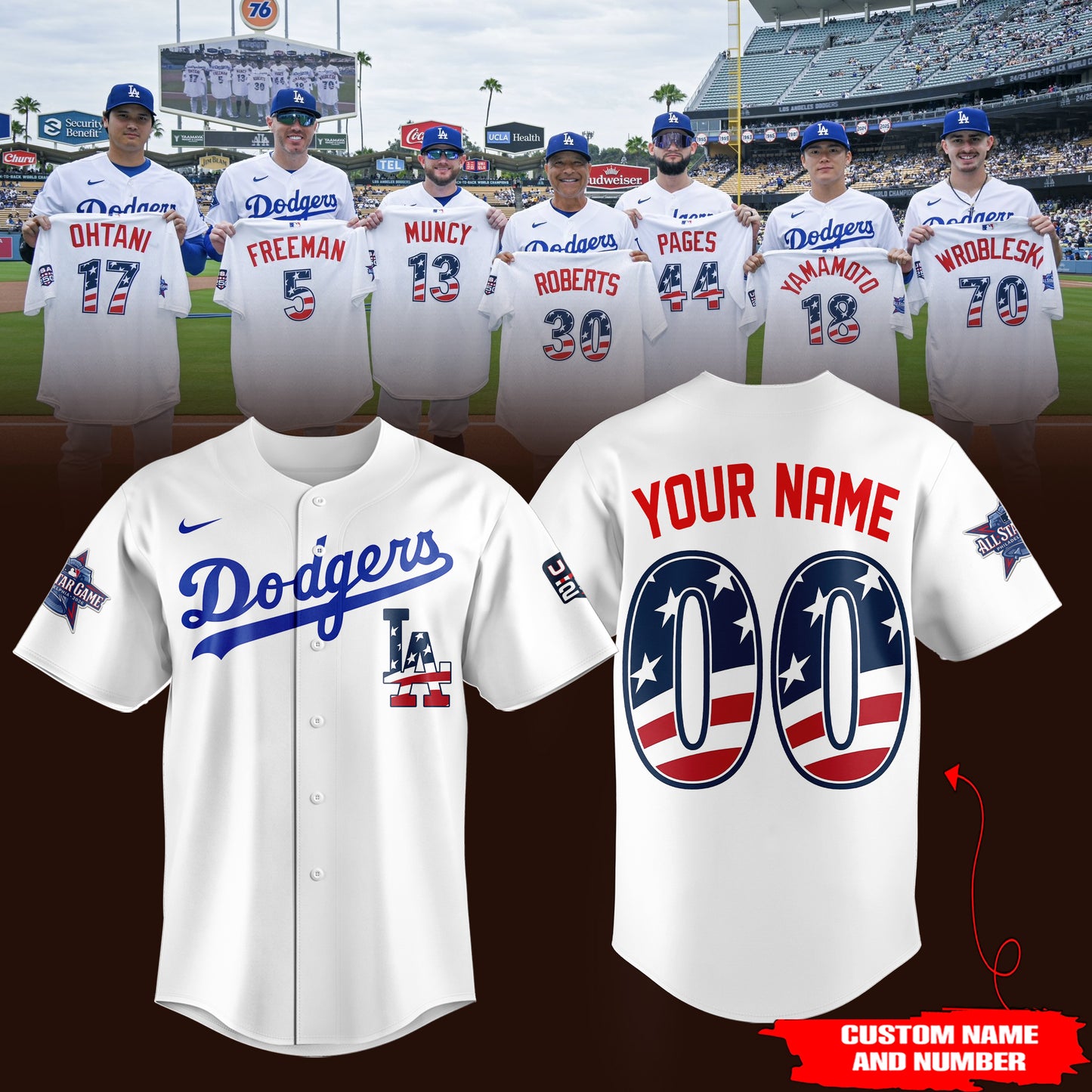 Limited Edition LA Dodgers 2026 USA250 All Star Baseball Jersey