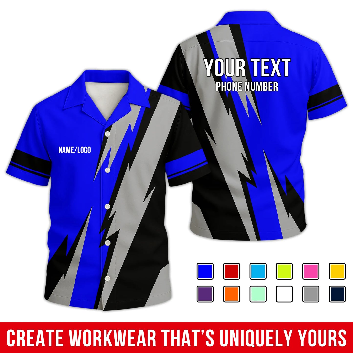 Personalized Team Hawaiian Shirt – Custom Logo Work Shirt