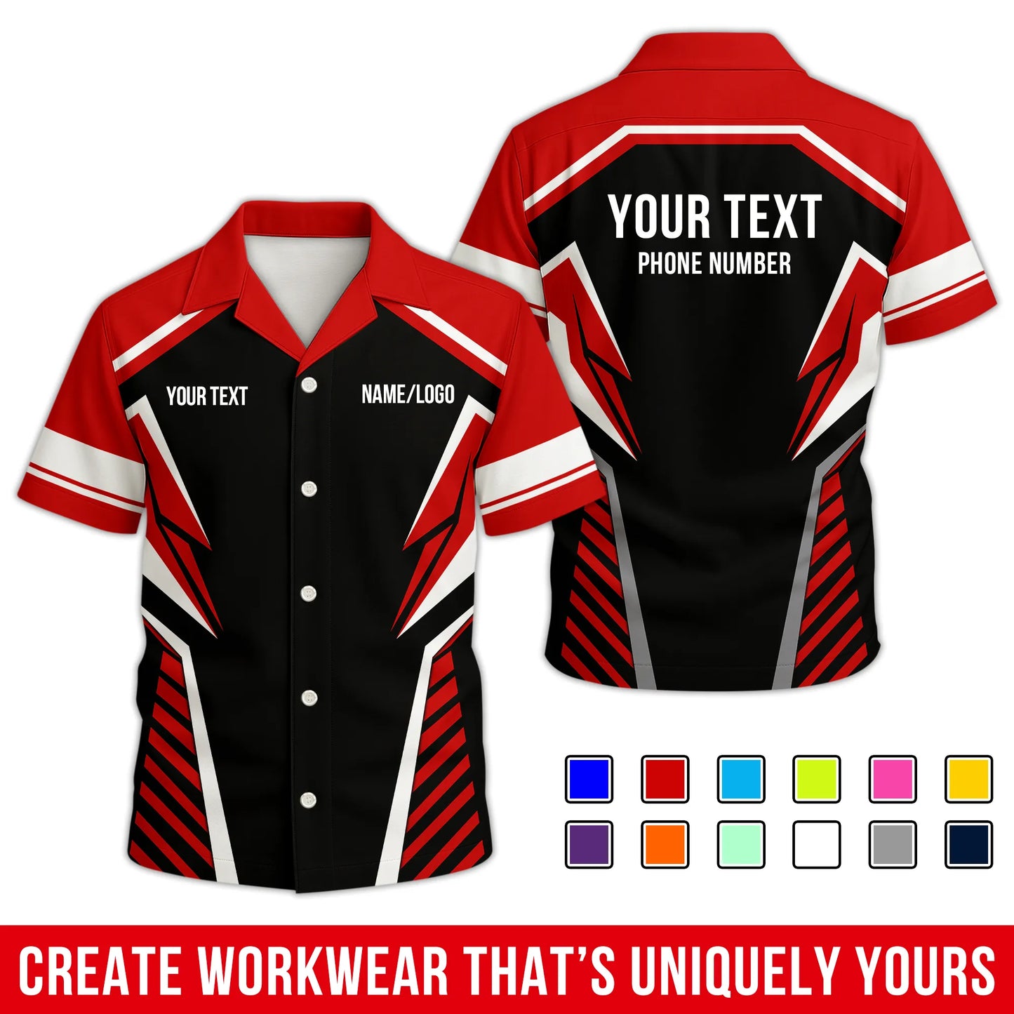 Personalized Team Hawaiian Shirt – Custom Logo Work Shirt