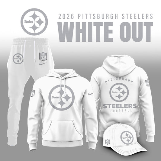 Pittsburgh Steelers 2025 Winter White Out Combo Hoodie