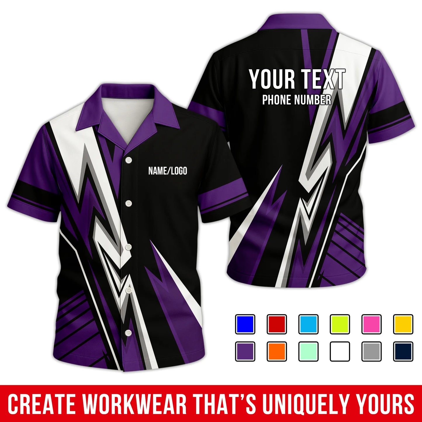 Personalized Team Hawaiian Shirt – Custom Logo Work Shirt