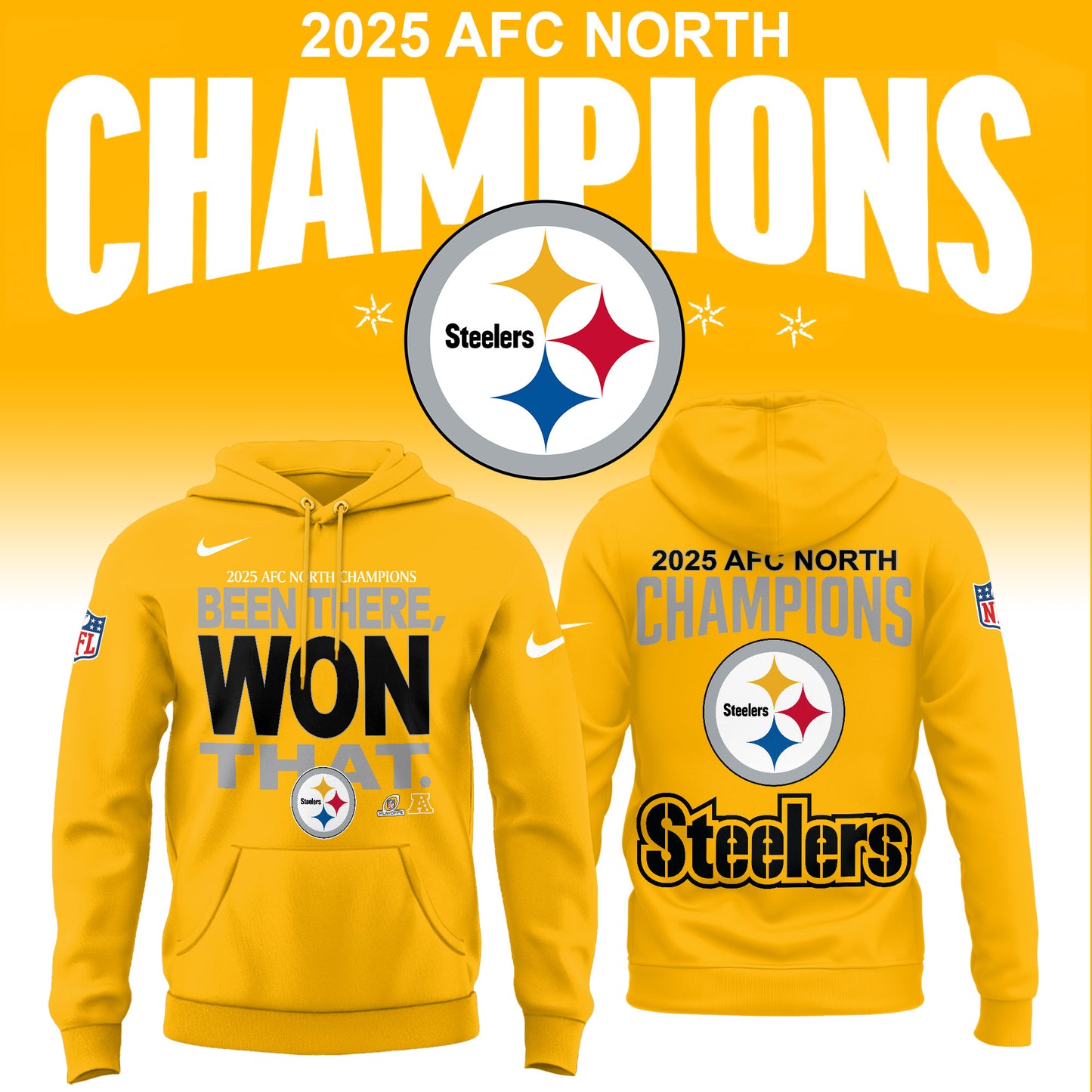 Pittsburgh Steelers 2025 AFC North Division Champions Limited Edition Hoodie v2