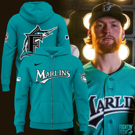 Miami Marlins Teal Alternate Stadium ZIP Hoodie