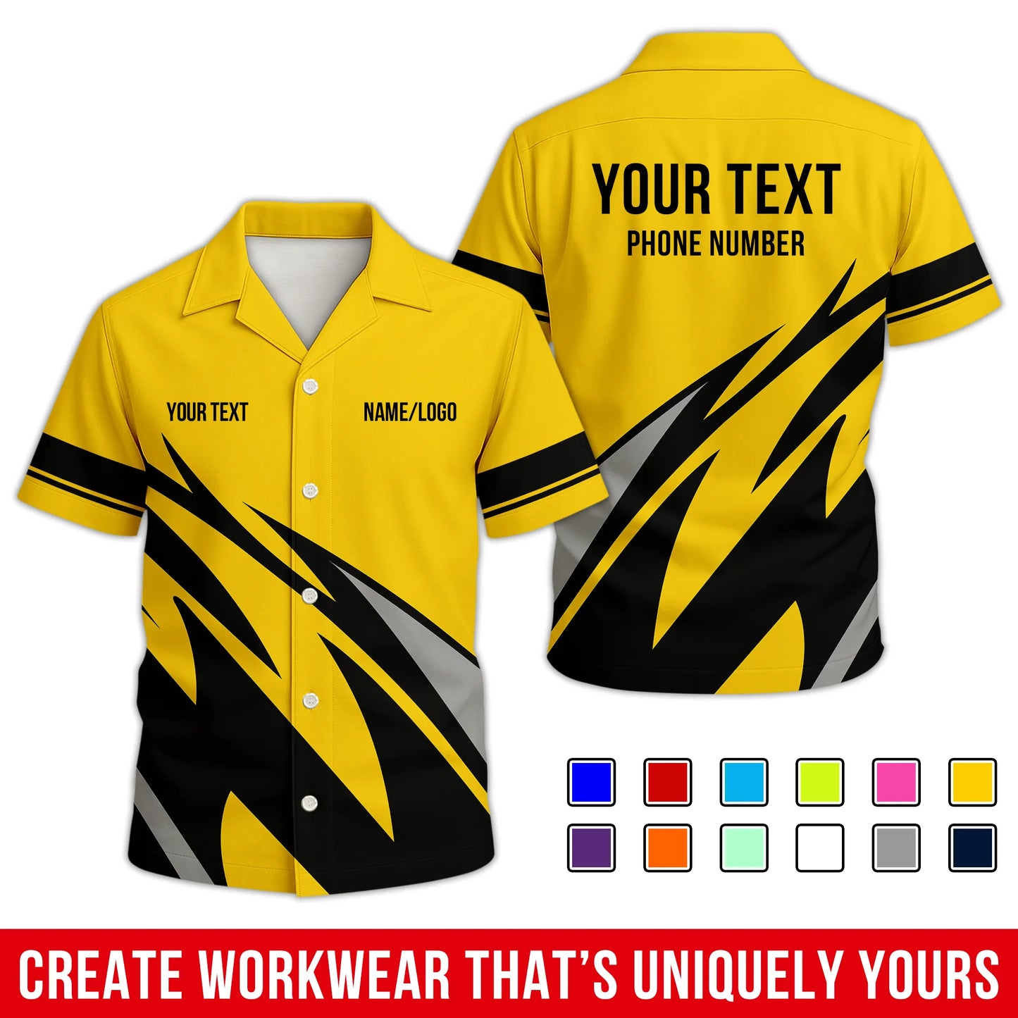Personalized Team Hawaiian Shirt – Custom Logo Work Shirt