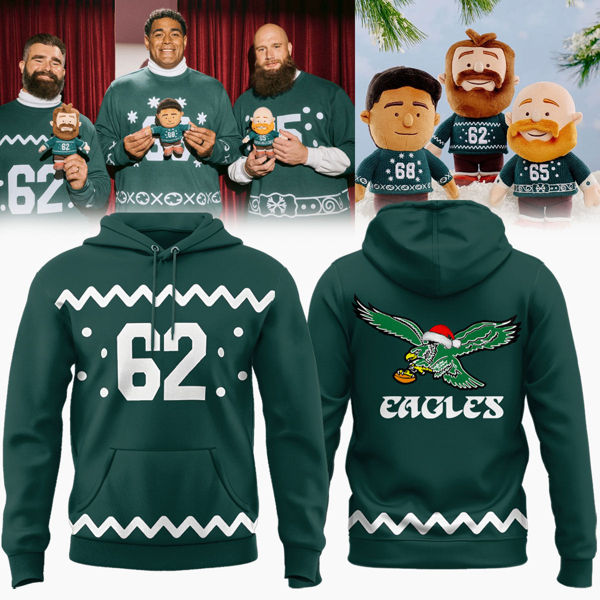 🦅 Philadelphia Eagles Christmas Edition – #62 Fan Holiday Hoodie