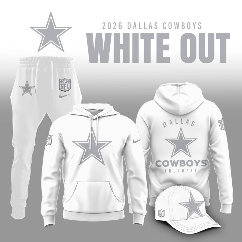 Dallas Cowboys 2026 Winter White Out Combo Hoodie