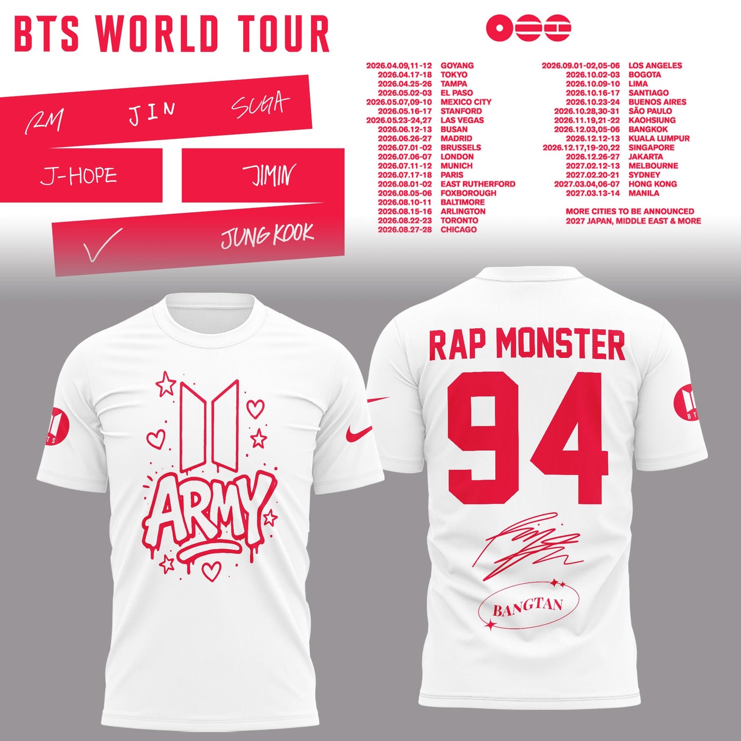 BTS Rap Monster World Tour 2026 Limited Edition Shirt