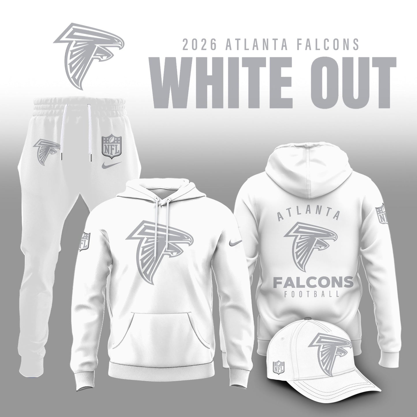 Atlanta Falcons 2025 Winter White Out Combo Hoodie