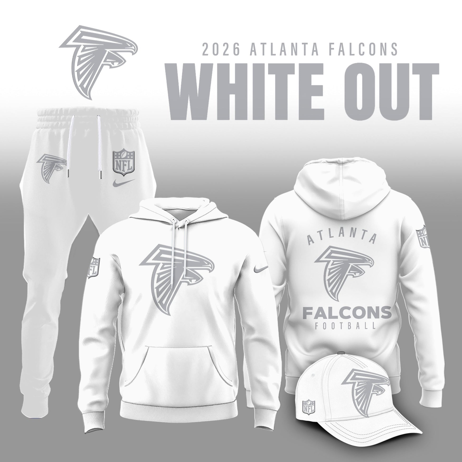 Atlanta Falcons 2025 Winter White Out Combo Hoodie