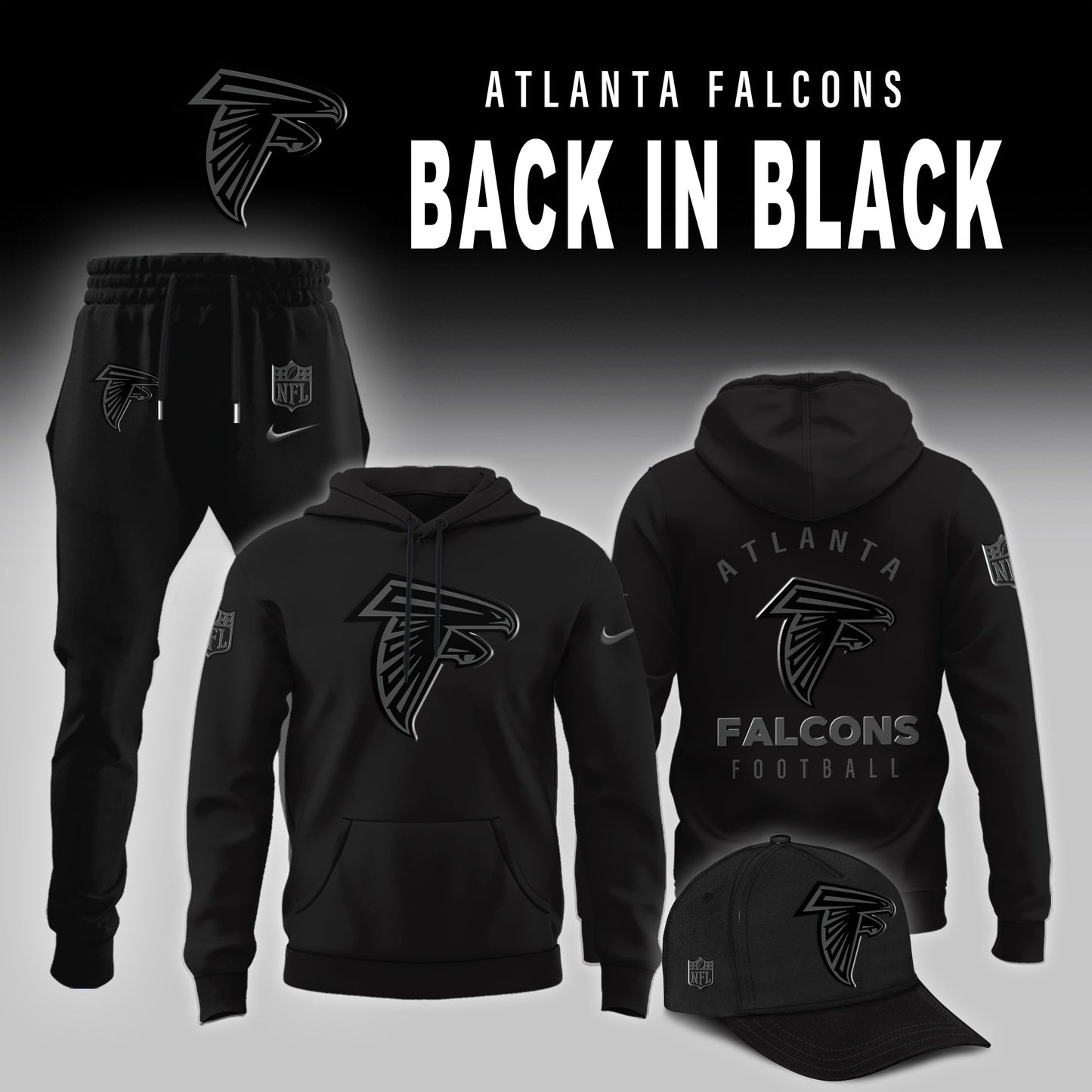 Atlanta Falcons 2025 BACK IN BLACK Combo Hoodie