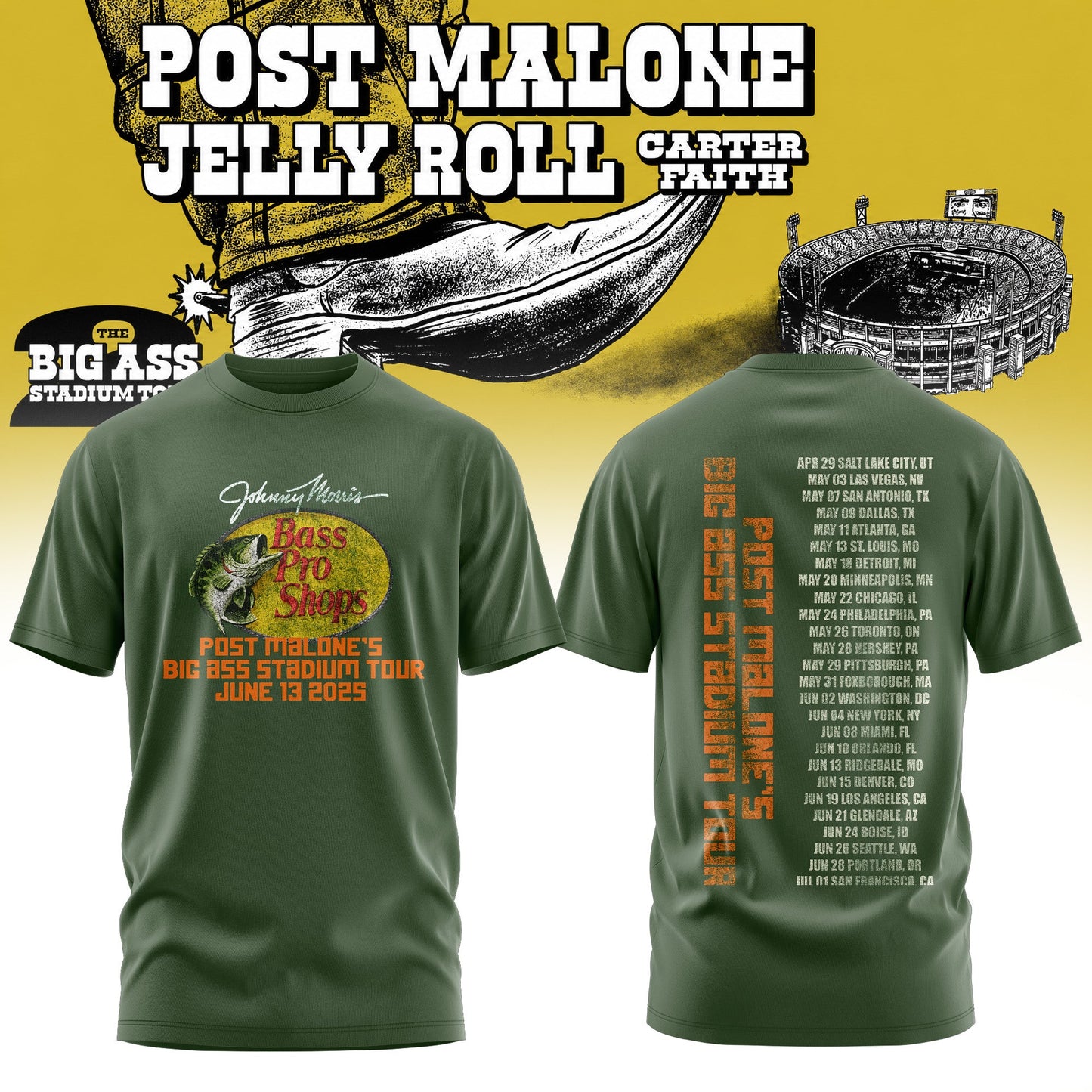 Post Malone “The BIG ASS Stadium World Tour” Limited Tshirt