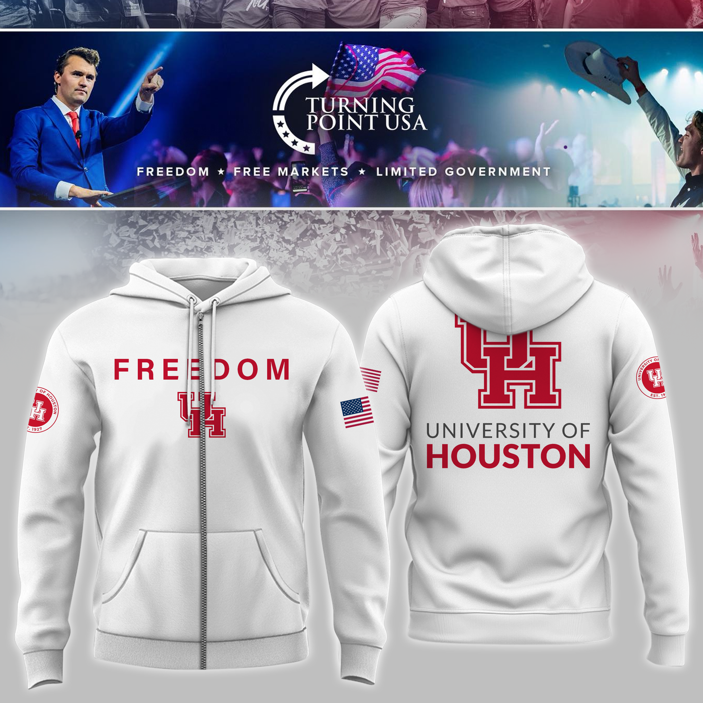 Limited Edition Houston University Freedom Zip Hoodie