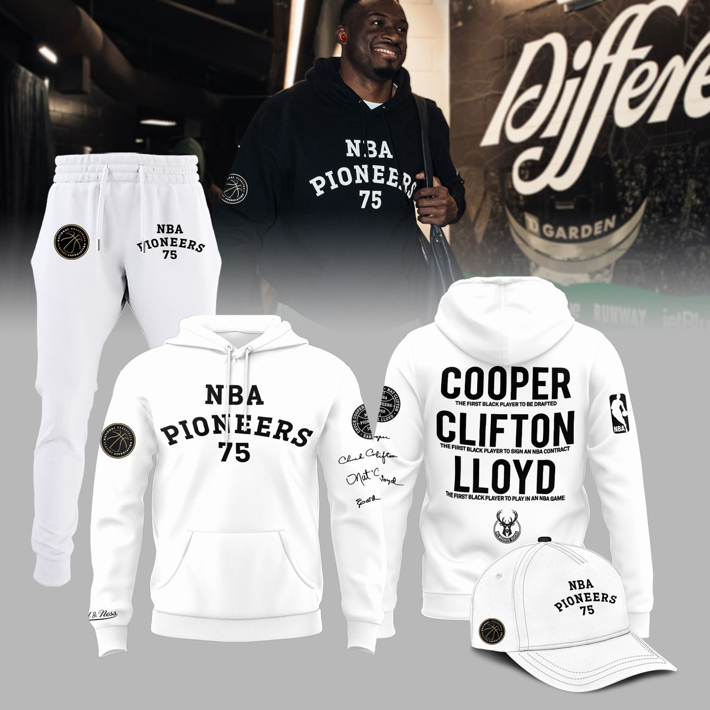 Milwaukee Bucks 75th Anniversary Cooper Clifton Lloyd Pioneers Limited Edition Hoodie