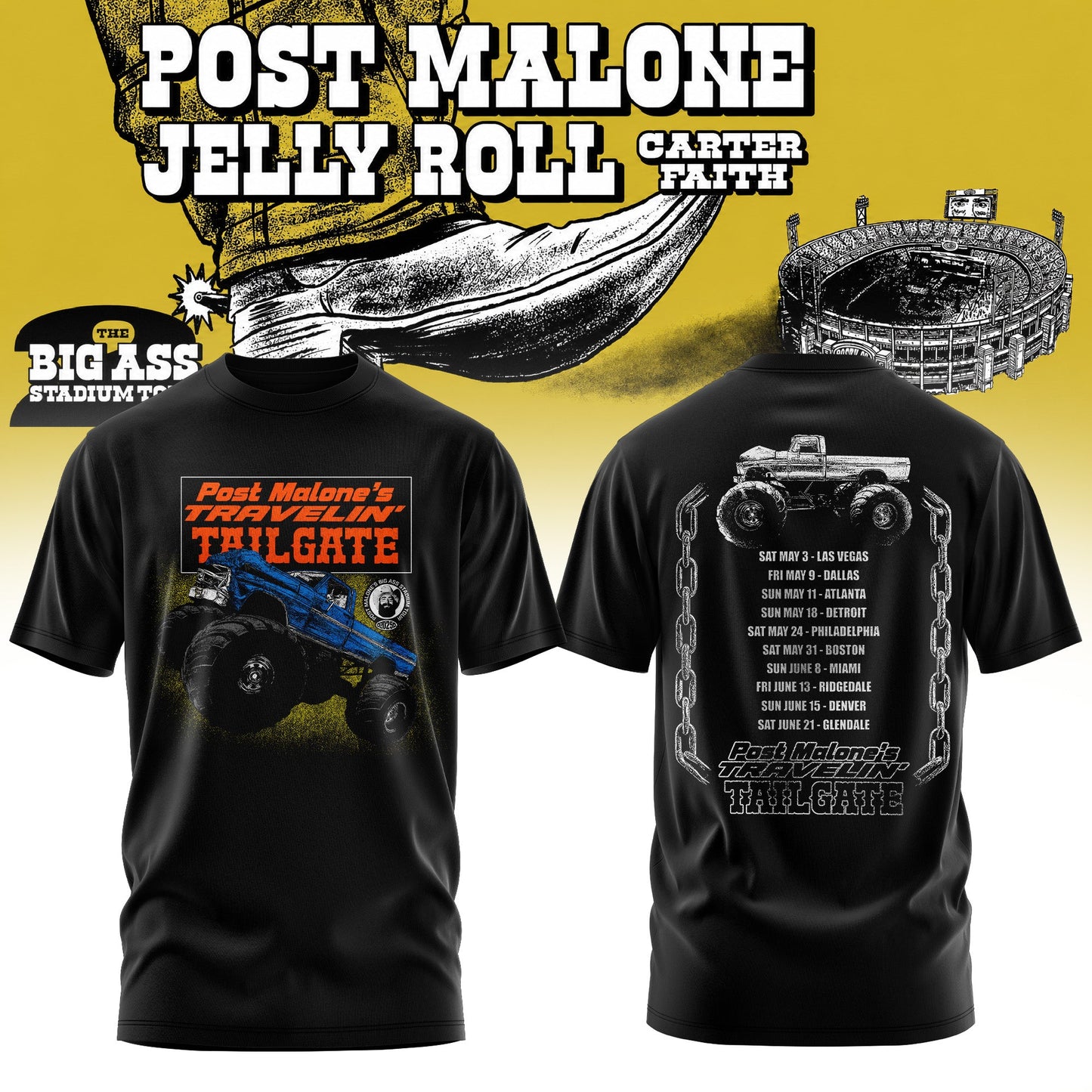 Post Malone “The BIG ASS Stadium World Tour” Limited Tshirt