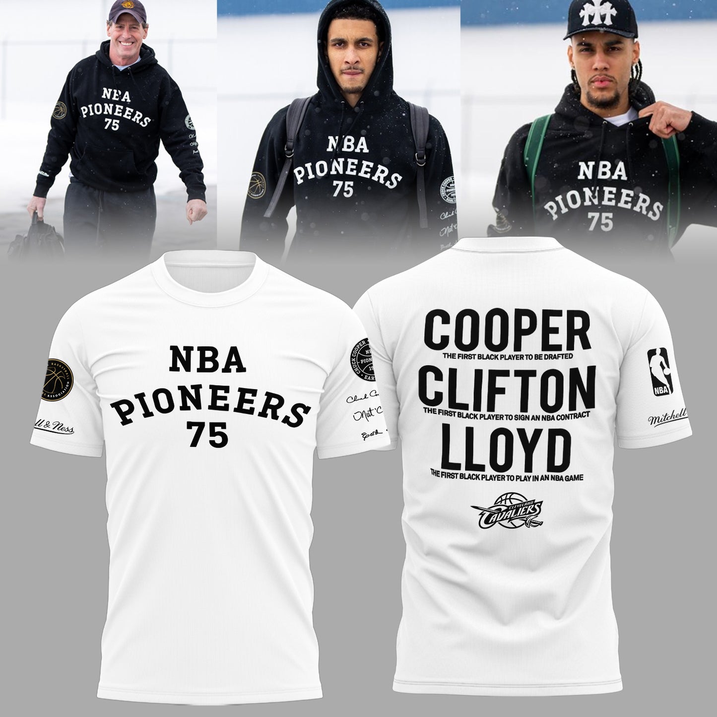 Cleveland Cavaliers 75th Anniversary Cooper Clifton Lloyd Pioneers Limited Edition T-Shirt