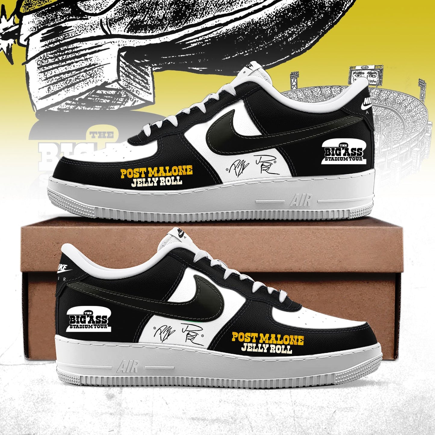 Post Malone THE BIG ASS STADIUM TOUR 2026 Limited Edition AF1 Sneakers