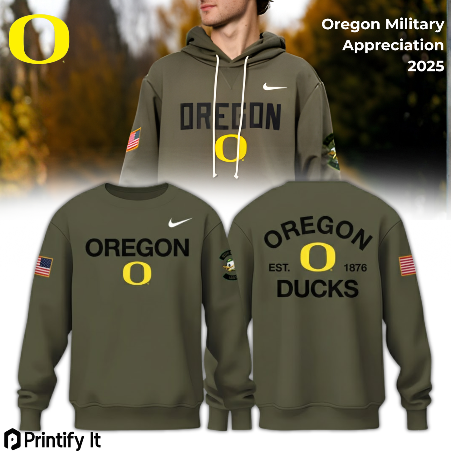 Oregon Ducks 2025 Military Appreciation Limited Edition Sweater
