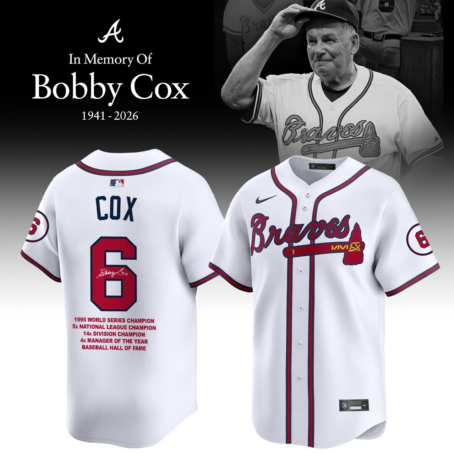 Remembering Bobby Cox – The Legendary Manager”⚾🪓 Jersey