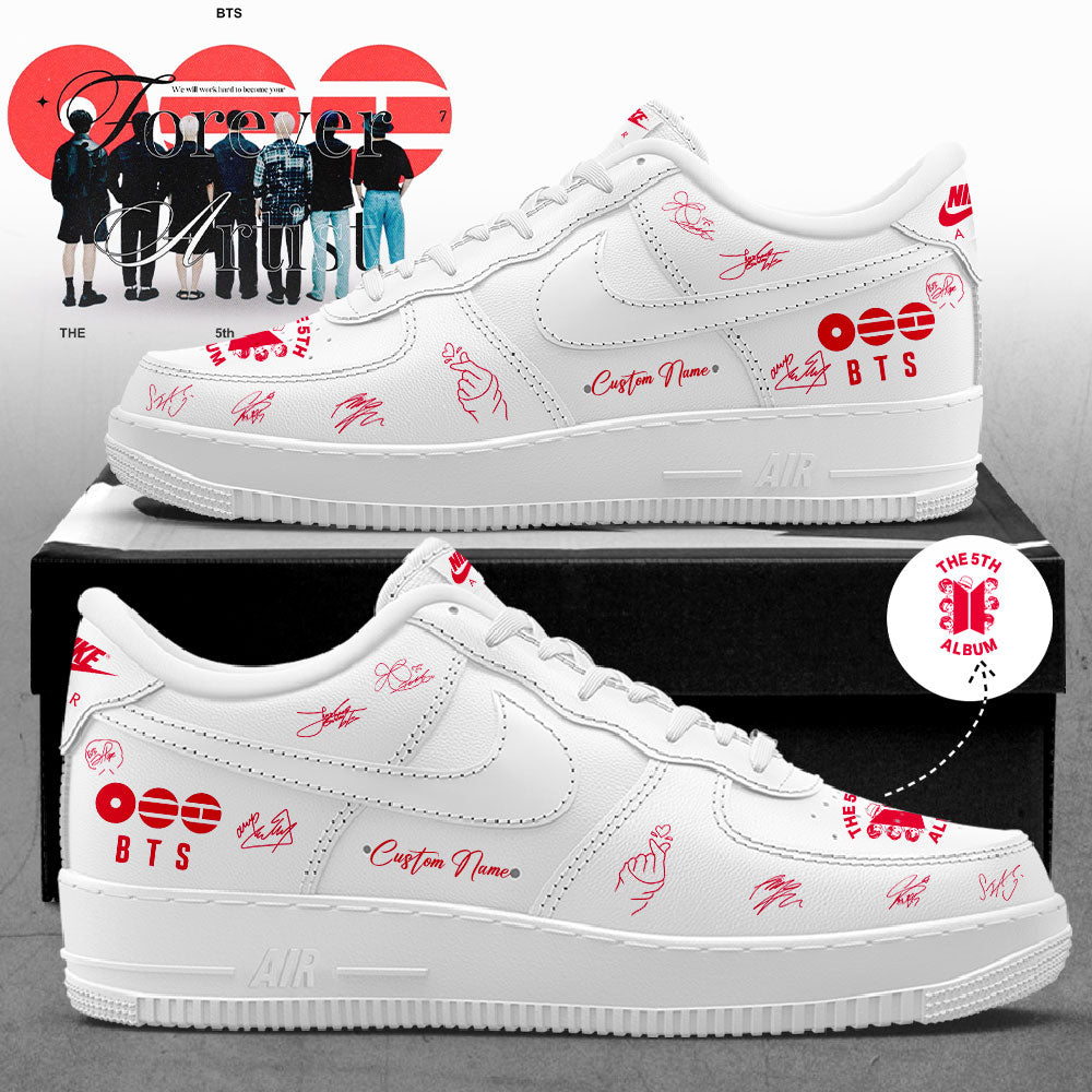 BTS The 5th Album World Tour 2026 Signature White Custom Name Shoes AF