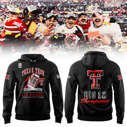 . T Tech Red Raiders B12 CHAMPIONS 2025 Black Hoodie