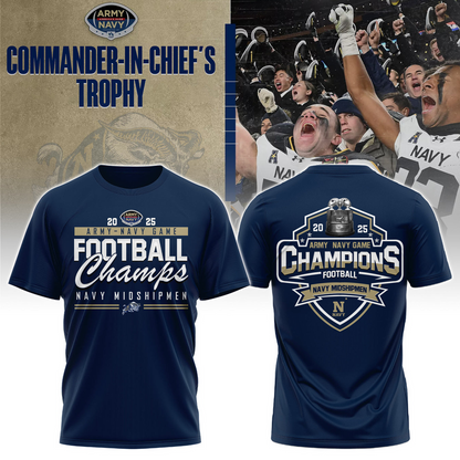 Navy Midshipmen – Back-to-Back CIC Trophy Champions 2025 Combo T-Shirt