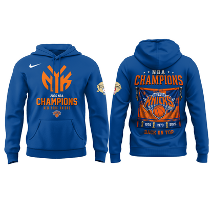 New York Basketball NBA Finals Champions Blue Hoodie v3