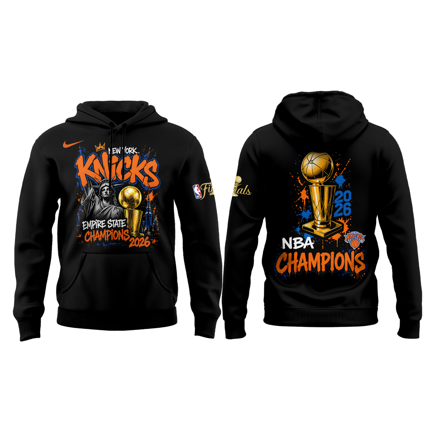 New York Basketball NBA Finals Champions Black Hoodie v2