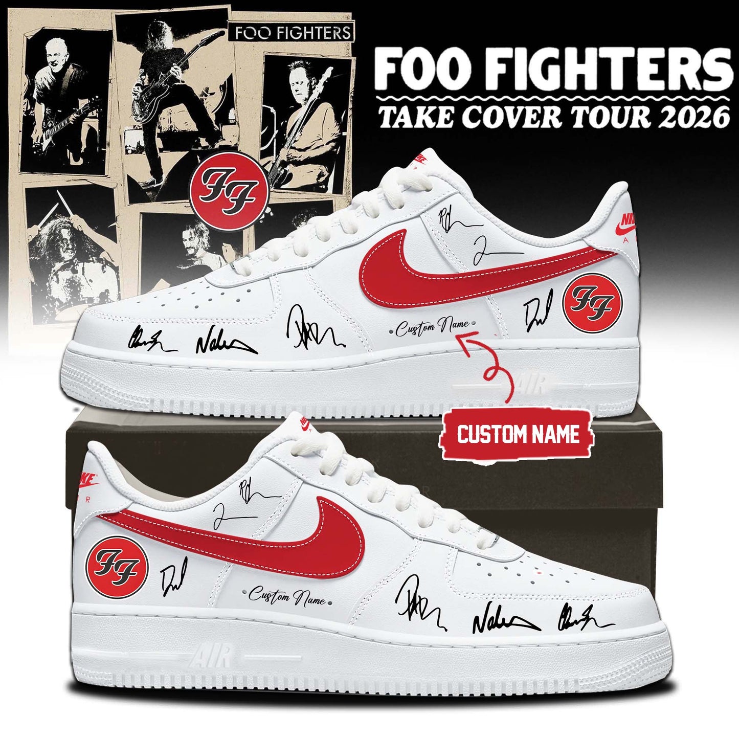 Foo Fighters ”Take Cover Tour 2026” Limited Edition Signature – AF1 Shoes