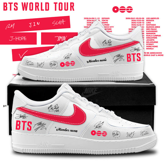 BTS The 5th Album World Tour 2026 Signature White Custom Name Shoes AF