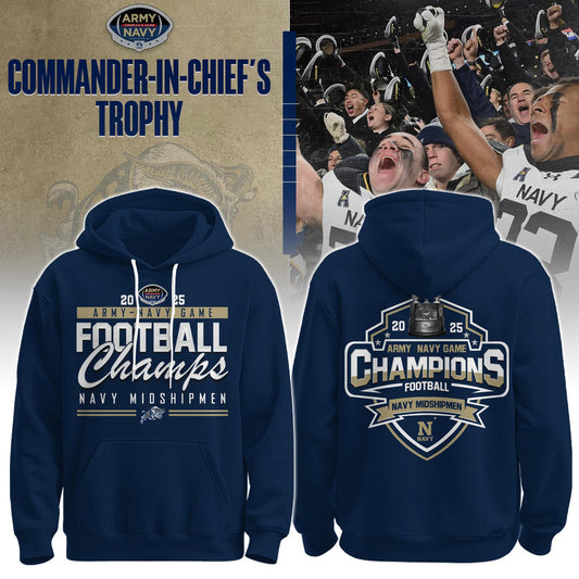 Navy Midshipmen – Back-to-Back CIC Trophy Champions 2025 Combo Hoodie