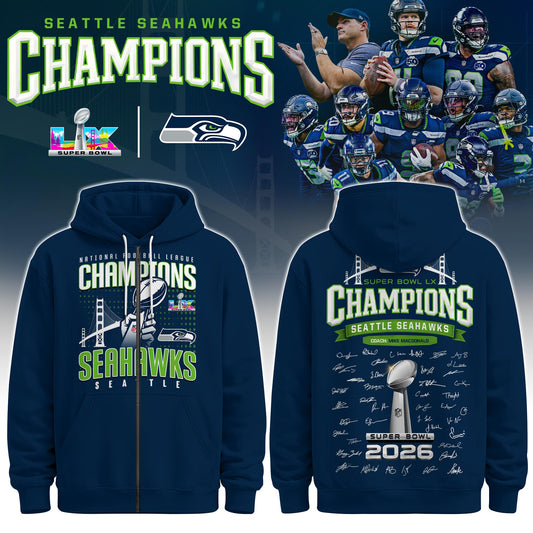 Seattle Seahawks Super Bowl LX Champions Limited Edition Zip Hoodie