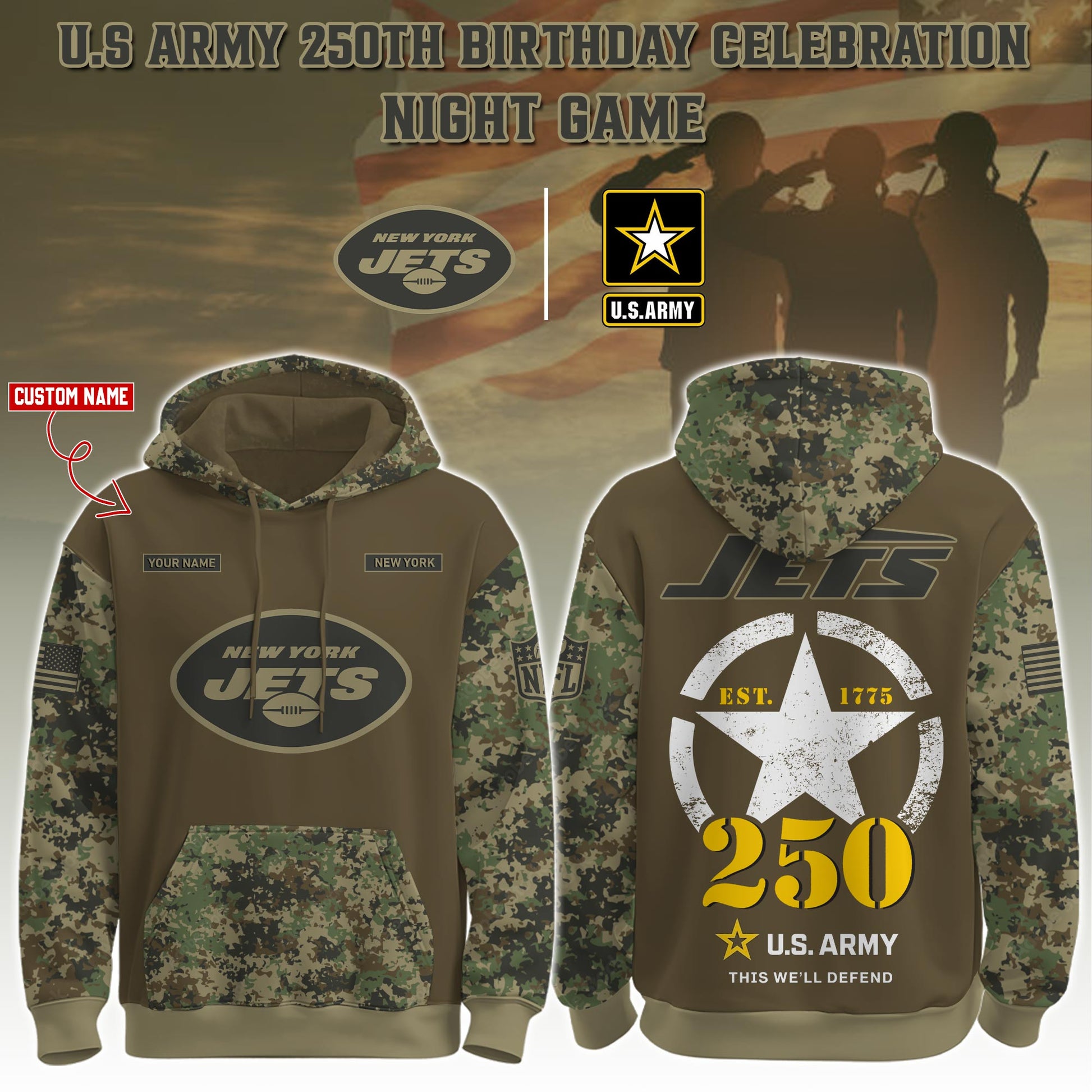 NYJ-Army 250th Birthday Hoodie Limited Edions