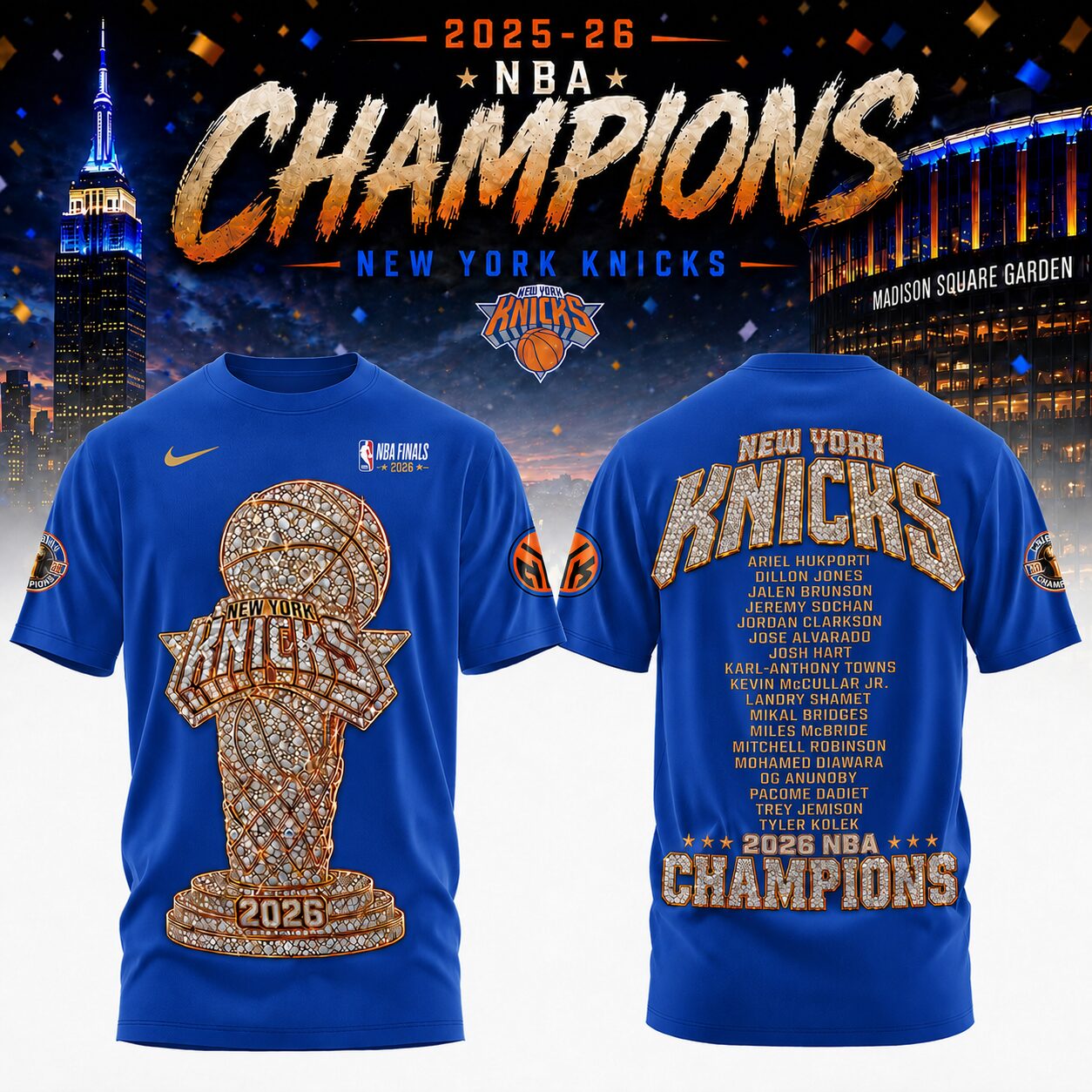Limited Edition Knicks 2026 Champions T-shirt