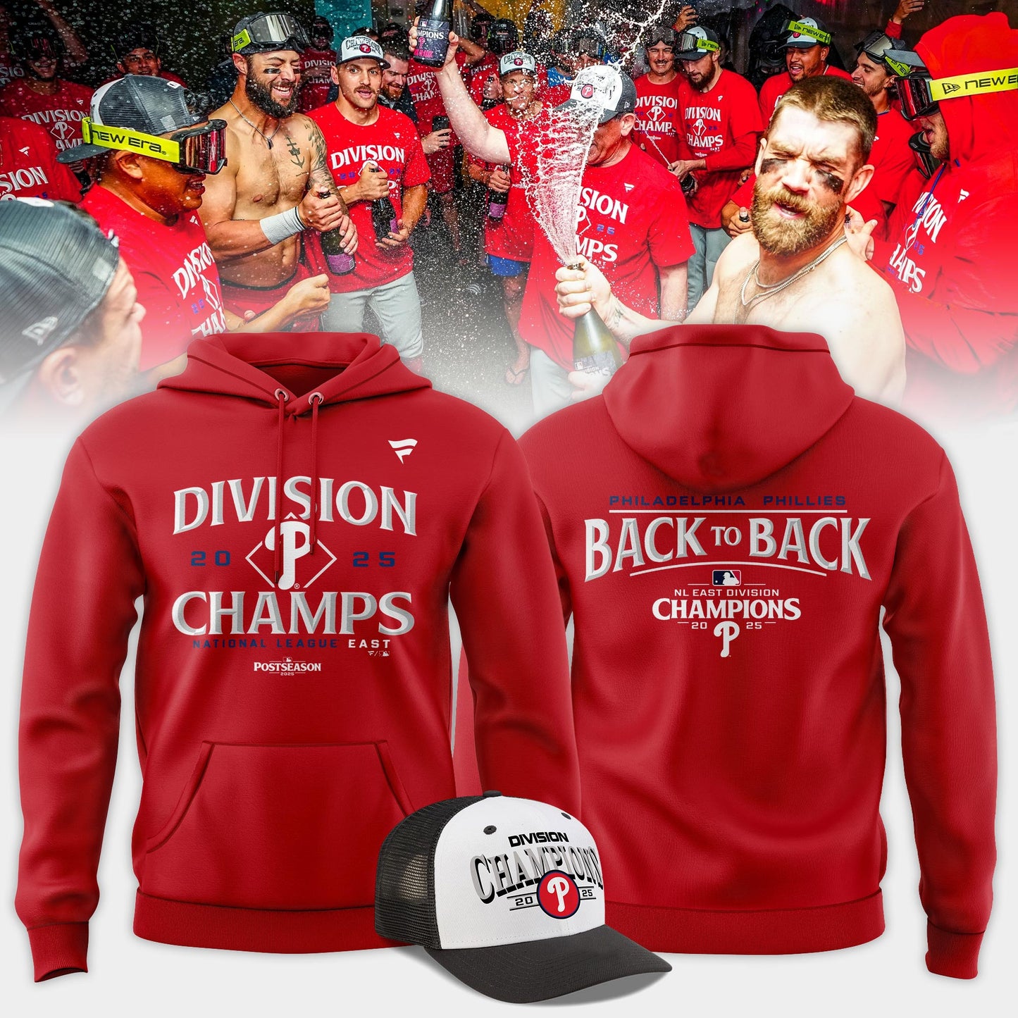 Philadelphia Phillies BACK-TO-BACK NL EAST CHAMPIONS Hoodie