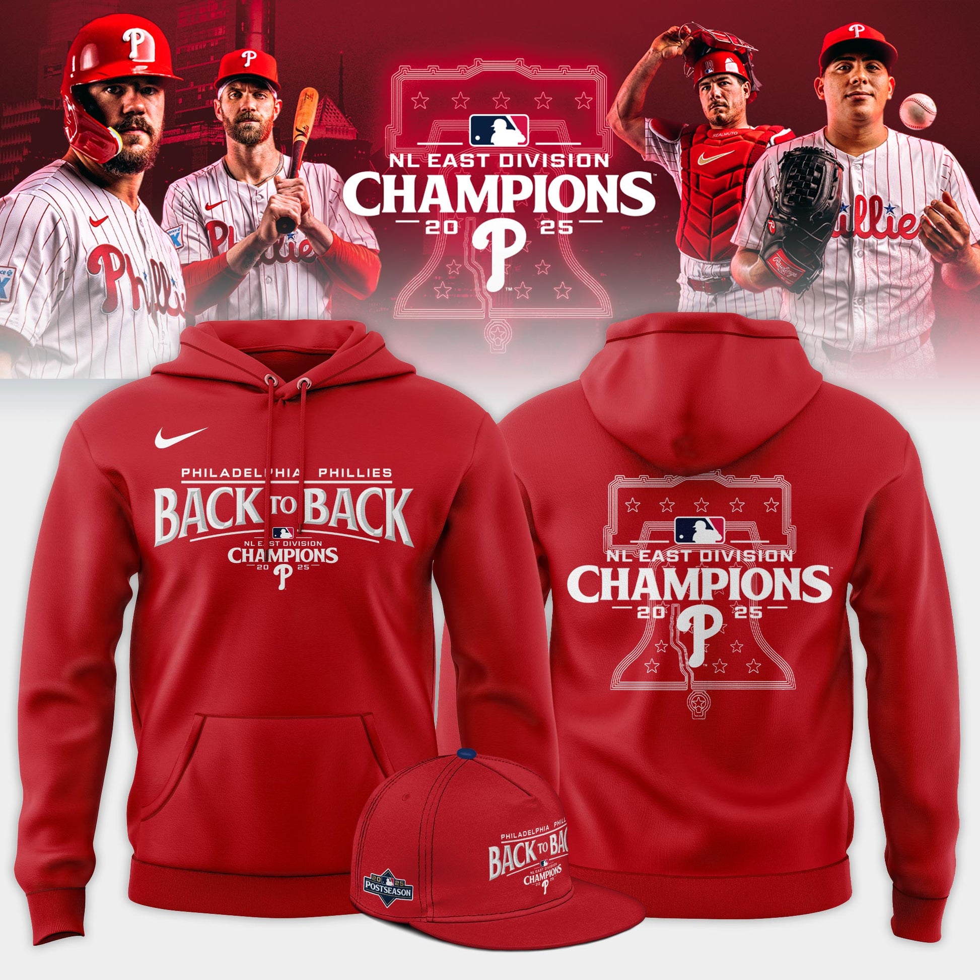 Philadelphia Phillies BACK-TO-BACK NL EAST CHAMPIONS Hoodie