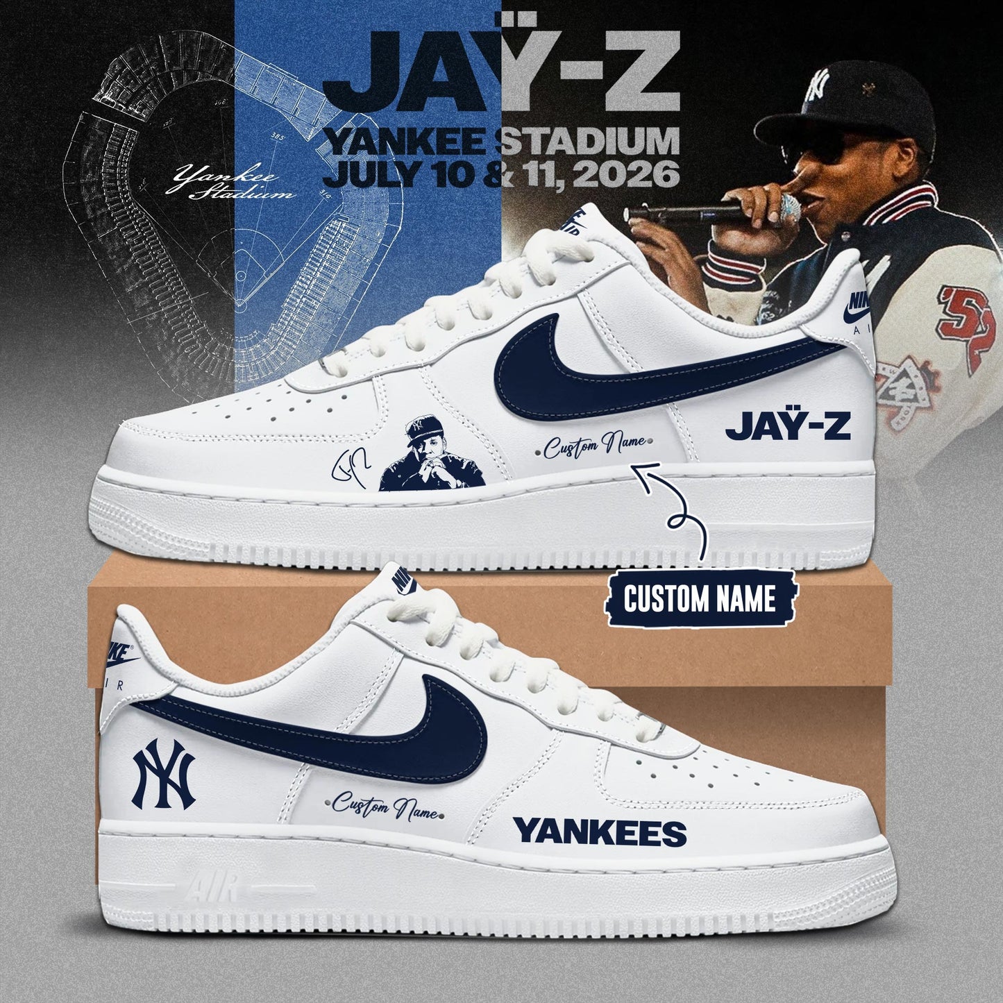 NYY x Jay-Z Hometown Show 2026 Limited Edition AF1 Sneakers