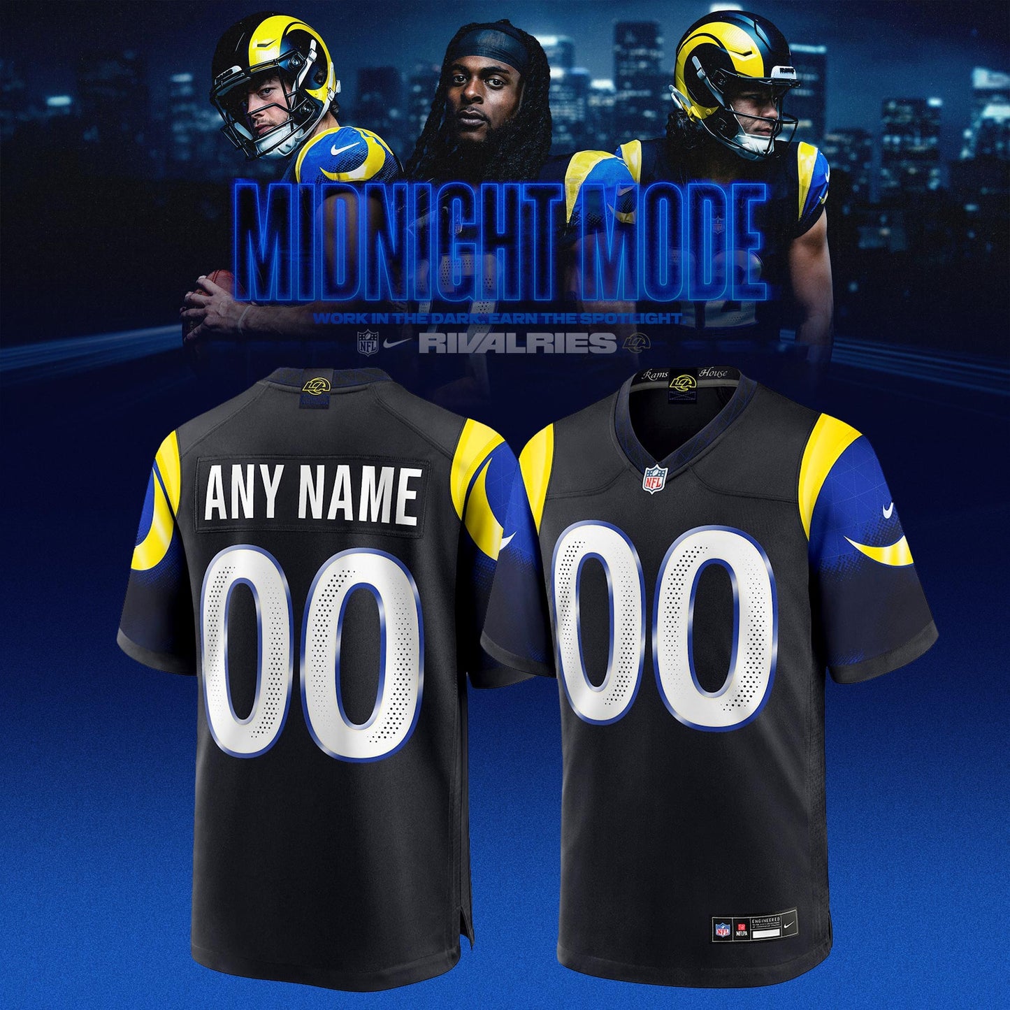 _ Los Angeles Rams Midnight Blue 2025 Rivalries Special Custom Jersey